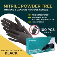 Nitrile Powder Free Hygiene &amp; General Purpose Gloves - Black