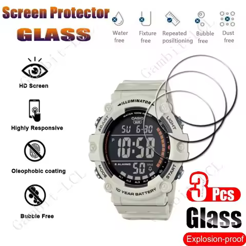 3PCS Tempered Glass Screen Protector For Casio AE1500 WHX GPR-B1000 GBD-H1000 GBD-100 AE-2100 PRW-30