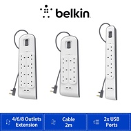 BELKIN 4/6/8 Way Surge Protector +2.4A USB Protection (2 Meter) BSV401SA2M / BSV604SA2M / BSV804SA2M
