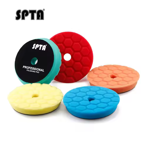SPTA 3"/5"/6" 80MM/125MM/150MM Car Spong Buffing Polishing Pad Hex-Logic Polish Pad Hook&Loop Backer