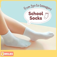 White School Socks Cotton Preschool to Secondary School Student Kid Boy Girl Soft Breathable Thin Co