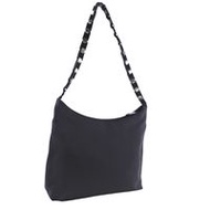 二手 Salvatore Salvatore Ferragamo鏈條手提包，黑色帆布，帶拉鍊，女士款。