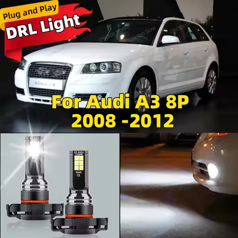 2pcs LED Daytime Running Light DRL Bulb Lamp Canbus Plug and Play For Audi A3 8P 2008 2009 2010 2011