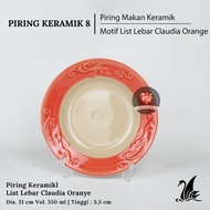 Weringin Indah - 8" Lucky Embossed Ceramic Dinner Plate, 8" Vintage Ceramic Plate, 8" Aesthetic Cera