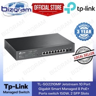 Tp-Link TL-SG2210MP Jetstream 10 Port Gigabit Smart Managed 8 PoE+ Ports switch 150W, 2 SFP Slots, Omada SDN (3Y Wty)