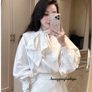 HUONG GIANG BOUTIQUE • “Aitoi Set “High-quality detachable bow tie shirt with basic lady's A-line ju