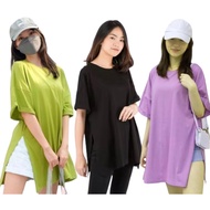 Free ONGKIR KAOS OVERSIZE T SHIRT WITH HIGH SLIT WANITA/ KAOS OVERSIZE BELA SAMPING WANITA COTTON COMBED 24s