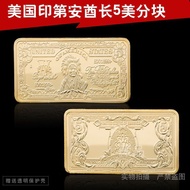 American Chief 5 Cents Gold-Plated Square Gold Coin Collection Coin Craft Gold Coin Coin Commemorati