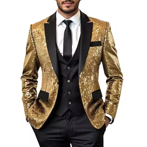 Fashion Luxurious Men Small Round Sequin Suit Loose One Button Jacket Male Bar KTV Stage Performance
