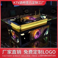 New Dazzling KTV Luminous Dedicated Bar Table Karaoke Coffee Table Stainless Steel Tempered Glass Cu