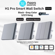 AQARA Smart Wall Switch H1 Pro Black - Grey (1/2/3 Gang), Support Apple HomeKit, Alexa, (Smart Light