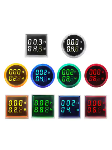 Mini 22MM LED Round Square Digital Timer Meter 0-60 Minute/0-999Hour AC 220V-380V Signal Light Hour 