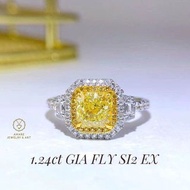 Modern經典GIA黃鑽💛👑戒指！ GIA天然黃鑽1.24ct/ FLY，SI2/ 副鑽55分💠/18Ｋ金材質⚜️