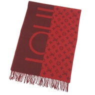 Mint condition ▲ LOUIS VUITTON M76018 Echerpe Monogram Split 100% Cashmere Fringe Scarf RED Braun Ma