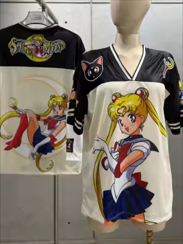 Bandai New Arrival Sailor Moon Luna Cat Jersey Kids/Adults T-shirts Are Suitable for Daily and Train