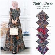 GAMIS BATIK JUMBO XL  XXXXXL DRESS MUSLIM WANITA JUMBO LD 110-150 GAMIS CALVIN JEANS JUMBO BAHAN MEL