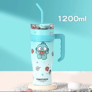 (พร้อมส่งในไทย) แก้วน้ำเก็บอุณหภูมิ มีหูจับ 860ml ยกดื่ม+หลอดดูด