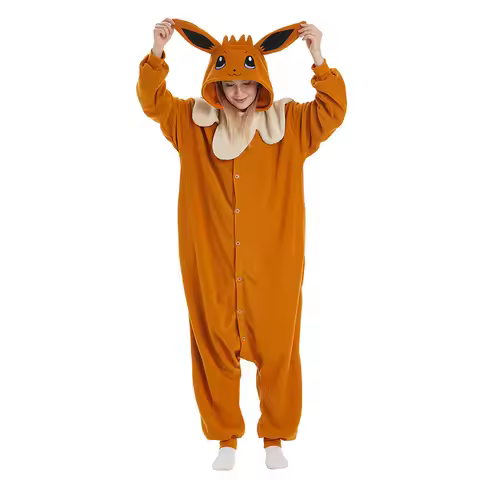 TAKARA TOMY Pokemon Eevee Adult Onesies Kigurumi Cartoon Anime Unisex Pijama Halloween Christmas Cos