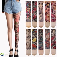 Anemone Fake Tattoo Sock - Breathable Seamless Elastic Full-Leg Fishing Sock