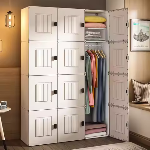 Minimalist Portable Wardrobe Display Nordic Modern Clothes Cabinet Wardrobe Nightstands Modular Plas