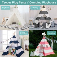 Teepee Tent for Kids - Portable Foldable - Indoor Outdoor Tipi Play Tents Playhouse Reading Nook - 4 Poles Breathable Cotton Canvas, Waterproof Mat, Window, Storage Pockets, Carry Case - Toddler Baby Boy Girl Children Dog Adult Camping (ToddlerFinest)