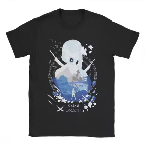 Kaine T-Shirts Nier Replicant Automata Game Novelty 100% Cotton Tee Shirt Round Collar Short Sleeve 