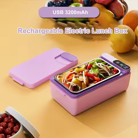 1L Portable USB Electric Lunch Box Rechargeable Heated Unplugged Rice Cooker Office Lunch Box Campin