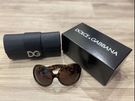🌞 D&amp;G杜嘉班納 |Dolce &amp; Gabbana 經典玳瑁色水鑽 Logo 太陽眼鏡#二手