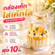 Tall Transparent Cake Box White Base 6 Inches/8 Inches Clear PET 1 Bag Contains 10 Pieces.