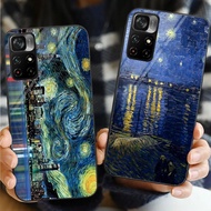 Starry Night van Gogh Glass Phone Case For Xiaomi POCO F3 F4 F5 M3 M4 M5 M6 4G X3 X4 GT NFC X5 X6 PR