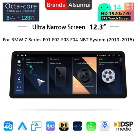 12.3" Android 14 Wireless Carplay For BMW 7 Series F01 F02 CIC NBT Radio Multimedia 10.25 "Screen GP