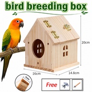 Wooden Bird Nest Box Breeding House for Lovebird Budgie Parrot Nesting Cage Breeding Box