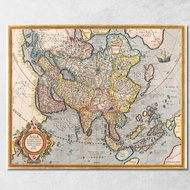 Painting Ancient Map Of Asia With 17Th-Century Cartographic Style map12 Canvas Print
