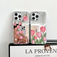 Oil Painting Tulips Plating Mirror Phone Case For OnePlus 15 15R 13 13R 13S 13T 12 12R 11 11R 10R 10