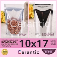 Standing Pouch Kombinasi Plastik Aluminium Foil 10 x 17 - 200 gr Premium Quality - 10x17 cm