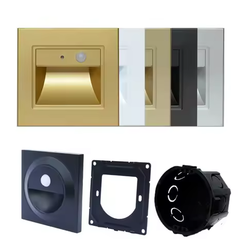 86x86mm PIR Motion Detector Sensor Led Stair Light Round Square 1.5w Wall Corner Lamp Step Stairway 