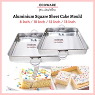 Aluminium Shallow Square Cake Mould Tin (8/10/12/13 Inch) / Loyang Kek Empat Segi / Baking Tray / Sq