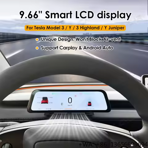 New Upgrade 9.66" Dashboard Screen for Tesla Model 3 Y Highland Support CarPlay Car Speedometer Navi