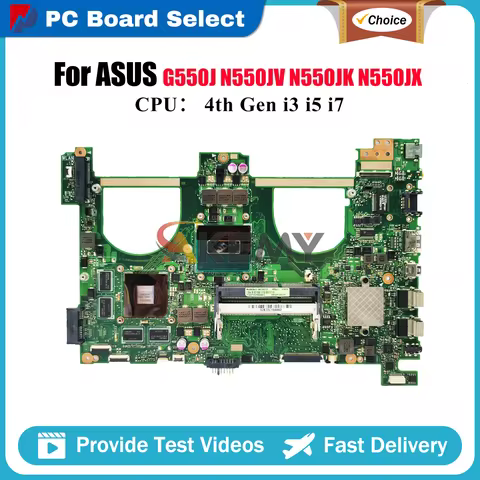 N550JV Laptop Motherboard For ASUS ROG G550J N550J N550JV N550JX N550JK Notebook Mainboard With i3 i