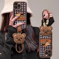 Checked Coffee Bear Apple 17promax Phone Case 16/14/15/13pro/12/11 Trendy xs/6/78