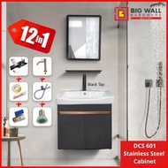 Stainless Steel DCS601 Bathroom Basin Cabinet With Mirror &amp; Shelf / Basin Kabinet Bercermin Big Wall Hardware