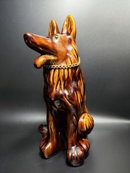 早期鶯歌窯陶瓷-胭脂釉狼犬存錢筒#03（陶瓷/精品/收藏/擺飾/經典/瓷器）