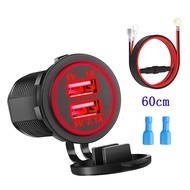 Dual USB fast charging Type-c USB-C socket 12V to 5V 12-24V charger car and motorcycle dual connecto