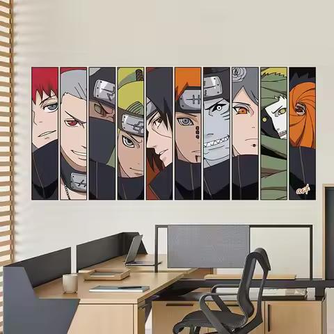 Naruto Shippuden Akatsuki Wall Sticker Set PVC Removable Dormitory Room Decoration Boy Bedroom Anime