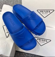 PRADA 女款橡膠拖鞋、寶藍色、2023春夏新款、全新正品、歐洲代購