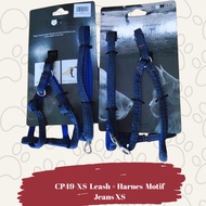 CP49-XS Leash + Harness Jeans Motif XS