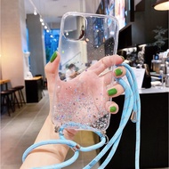 TPU Phone Cover VIVO V17 Neo V19 Neo V17 Pro V15 Pro Shoulder Lanyard Quicksand Glitter Clear Soft Case VIVO V9 Y85 V11i V11 V17Neo V19Neo V17Pro V15Pro Shoulder Strap Mobile Phone Case