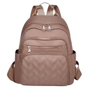 Tas Ransel Wanita Nylon Motif Geometris Anti Air Warna-Warni
