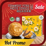 BEST SELLER [ AWARD WINNING MOONCAKE + HALAL ] 4PCS Low Sugar SINGLE YOLK TIRAMISU PURE LOTUS PASTE Flavour Moon cake L