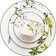 Upscale Bone China Dinnerware Sets, 48 Pcs Parrot Porcelain Dinnerware Sets, Over 36% Bone Meal Dish Set, Elegant Tableware Beauty Comes